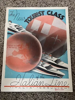 Italian Line-1933-The New Tourist Class-24 Pages. Many Photos Rex + Others⚓️ • $199