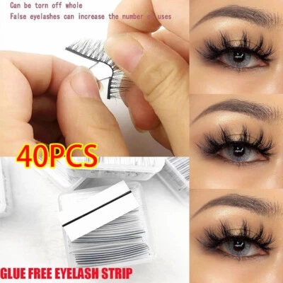 £2.88 • Buy UK 40 Pieces/Box Reusable Self-Adhesive Eyelash Glue Strip False Eyelashes Black