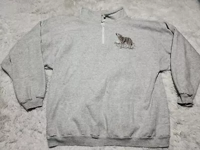 Art Unlimited Sportswear Wolf Howling Moon 1/4 Zip Pullover XXL Sweatshirt USA • $8.97