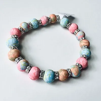 VivaBeads Chunky Handmade Beads Stretch Bracelet NWT • $21.90