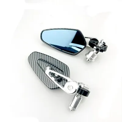 Carbon 7/8  Handle Bar End Rearview Side Mirrors Motorcycle Mirrors For Kawasaki • $23.99