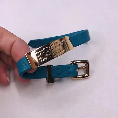 Marc By Marc Jacobs Teal Blue Leather Bracelet Gold Belt ID Tone **FLAW • $19.76