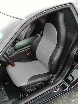 Iggee Custom Fit Front Seat Covers For Chevy Corvette C5 1997-2004 Black/grey • $159