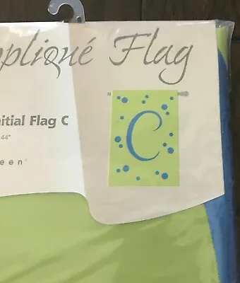 NEW Applique Initial Flag “C” Blue Polka Dots And Green Size 28” X 44” Nylon • $11.99