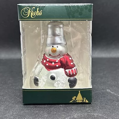 Krebs Glass Christmas Ornament Snowman With Bucket Hat Ornament 3.5  NIB • $8.99