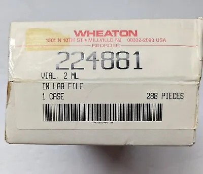 Wheaton 224881 Sample Vial2MlPackage 288 Minus 4 • $39.95