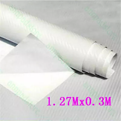 New 3D Premium Matte White Carbon Fiber Vinyl Wrap Roll Bubble 1.27*0.3M • $10.83