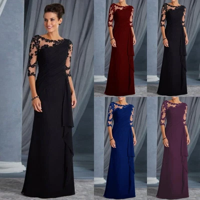 £20.39 • Buy Womens Ladies Long Maxi Formal Dress Lace Cocktail Evening Party Prom Ball Gown