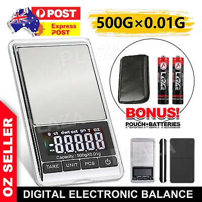 NEW 500g 0.01 DIGITAL POCKET SCALES JEWELLERY ELECTRONIC Milligram Micro Mg • $12.95