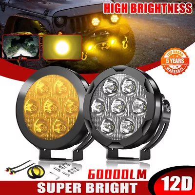 Pair Amber LED Work Light Pods Spot Driving Fog Lamp For Truck UTV Motorcycle • $79.99