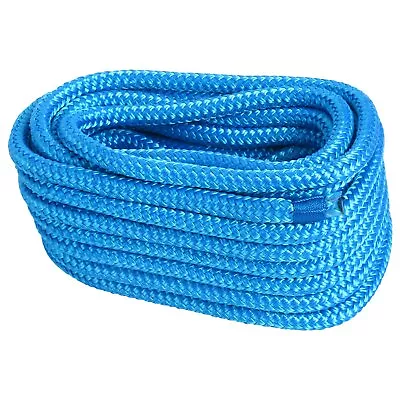 3/4  25FT Double Braided Nylon Dock Line Marine Mooring Rope Boat Dock Line Blue • $29.69