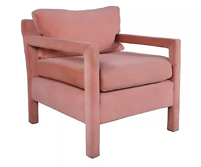 Mid Century Modern Milo Baughman Parsons Style Pink Mohair Lounge Club Arm Chair • $1600