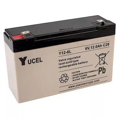 Yuasa Yucel Y12-6L Valve Regulated Lead Acid SLA Battery 6V 12.0Ah • £22.08