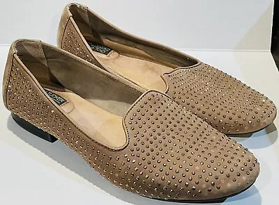 Adam Tucker Yale Leather Tan Studded Flats Slip-on Women’s Size 8-1/2m • $8