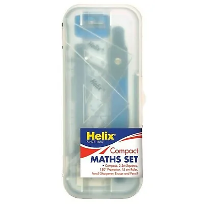 Helix Compact Mathematical Instruments Maths Set 8 Pieces • £4.49