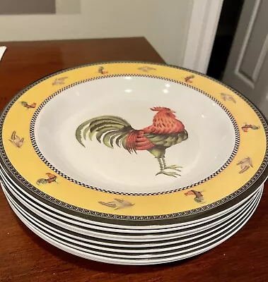 SET Of 10 MELAMINE GOURMET DESIGN ROOSTER SHALLOW BOWLS/PLATES 9.75  BRAND NEW • $15