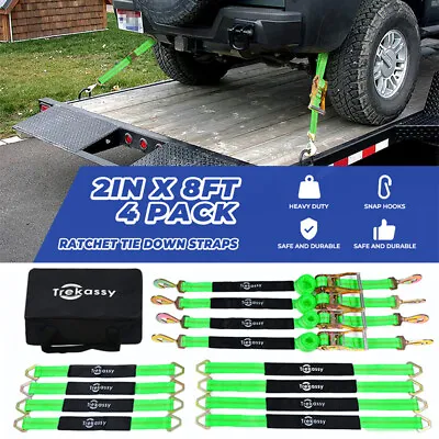 12 Pack Axle Car Trailer Hauler Ratchet Tie Downs With Snap Hook For Trailers • $159.50