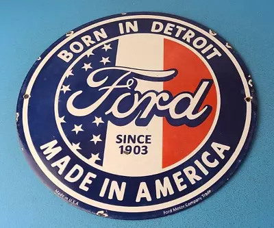 Vintage Ford Motors Sign - Detroit Gas Pump American Automotive Porcelain Sign • $147.47