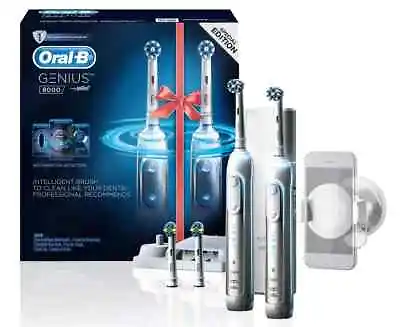 $398 • Buy NEW Oral-B Genius 8000 Electric Toothbrush 2-Pack - Silver