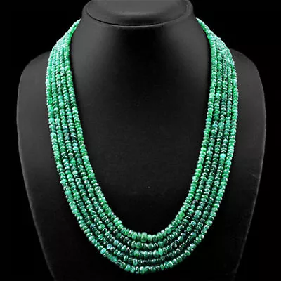 Genuine Royal Mughal Emerald Necklace With 18 Kt (750/1000) Gold Length 50cm • $396