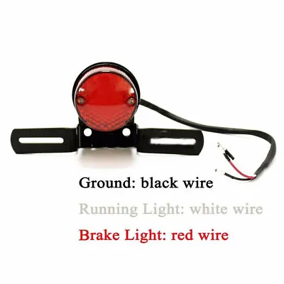 Motorcycle Dirt Bike Red Round LED Rear Tail Brake License Plate Light Lamp LED • $48.18