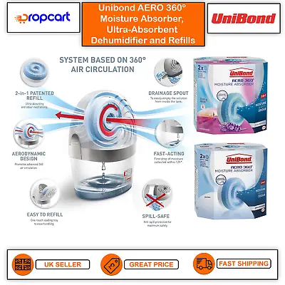Unibond AERO 360 Moisture Absorber Dehumidifier System Device Or Genuine Refills • £23.85