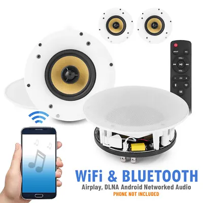 Amplified Wi-Fi Bluetooth Ceiling Speakers (x4) Multi Room Network Smart Control • £319