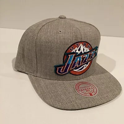 Utah Jazz Mitchell & Ness Heather Gray Adjustable Snapback Hat Cap New • $63.14