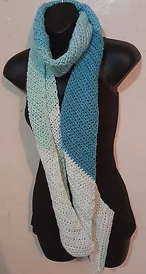 $9.99 • Buy Handmade Crochet Diagonal Asymmetrical Multi Wool/Acrylic Scarf - 5 Colors