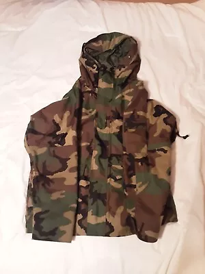 Military Issue Gore-Tex Woodland Camo Cold Weather Parka Jacket Large-Short • $66