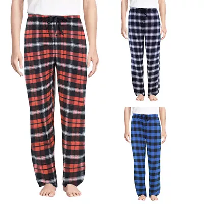 Mens Pyjama Bottoms Flannel Check Nightwear PJ's Set Tartan Trousers 1or 3 Pack • £7.49