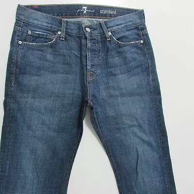 7 For All Mankind Jeans Mens W31 L32 Standard Straight Blue Denim Button Fly • $34.95