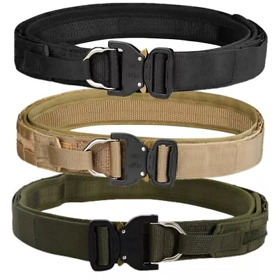 1.57  Tactical Belt Quick Release Metal Buckle 2 Layer MOLLE Riggers Nylon Belt • $22.96