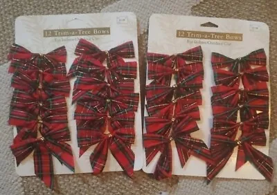 🔥2x Vintage Trim A Tree Christmas Red/Green Bows W/ Wire - 24ct ShipFree🔥 • $18.99