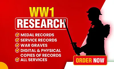 WW1 Military Service Research - I’ll Find Medal/Service/Pension/SWB Records • £7.99