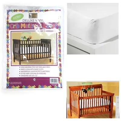 Crib Size Fitted Mattress Cover Vinyl Toddler Bed Allergy Dust Bug Protector New • $6.95