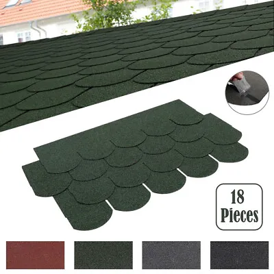 £35.95 • Buy 18PCS Fishscale 5-Tab Felt Roofing Shingles Shed Roof Sheets Tiles Self-Adhesive