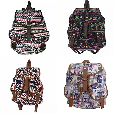 Retro Backpack Rucksack School Travel Canvas Bag • £16.99