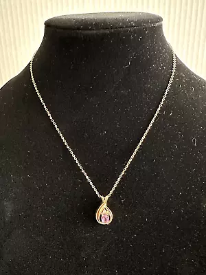 Womens Jewelry Vtg.Amethyst Pendant Necklace14 Kt Gio-LIND GE • $18