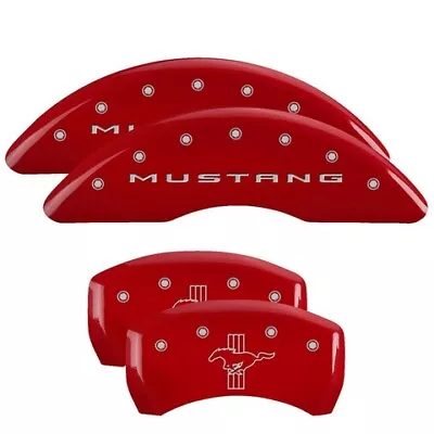 MGP Caliper Covers Set Of 4 Red Finish Silver Mustang / Bar & Pony (2015) • $289