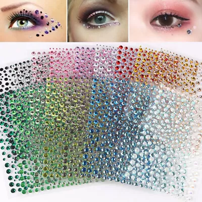 3D Eye Face Gems Glitter Stickers Face Jewels Rhinestone Diamond Make-up Decor • £2.39