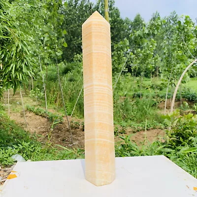 4.58LB Natural Yellow Calcite Obelisk Quartz Crystal Tower Point Healing Decor • $32