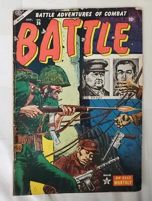 Battle # 36 Atlas Marvel Comics January 1956 Silver Age War Comic Gd+ Condition • £32.43