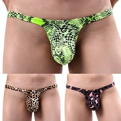 Mens Leopard Panties Underwear Brand New Leopard Print T Back Thong Clubwear • £5.88