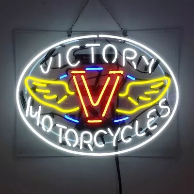 US Stock Victory Motorcycles Neon Sign 19x15 Beer Bar Pub Man Cave Wall Decor • $140.40