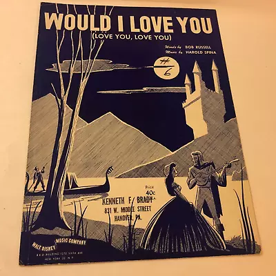 1950 Walt Disney Would I Love You Sheet Music • $11.99