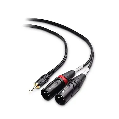 3.5mm 1/8  TRS Male To Dual XLR Male Stereo Splitter Audio Cable • £12.49