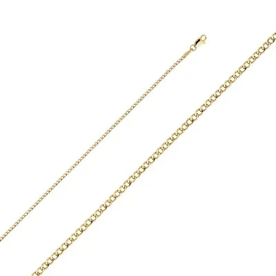 Curb Links 2mm 14k Yellow Gold Cuban Chain Italian Necklace 16  18  20  22  24  • $149.99