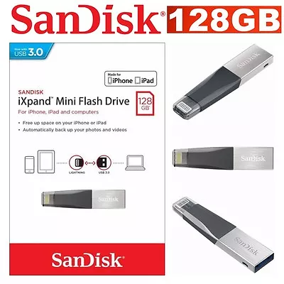 SanDisk IXPand Mini Flash Drive USB3.0 128GB Memory Stick For IPhone IPad PC Mac • $69.95