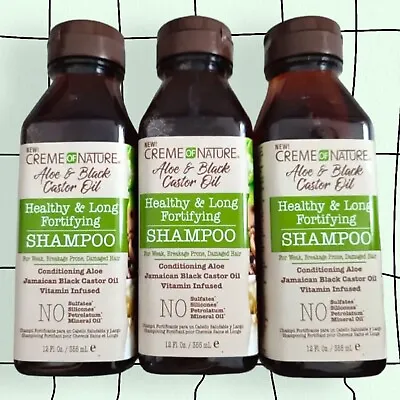 Creme Of Nature Aloe & Black Castor Oil Healthy & Long Fortifying Shampoo X 3 • £19.99